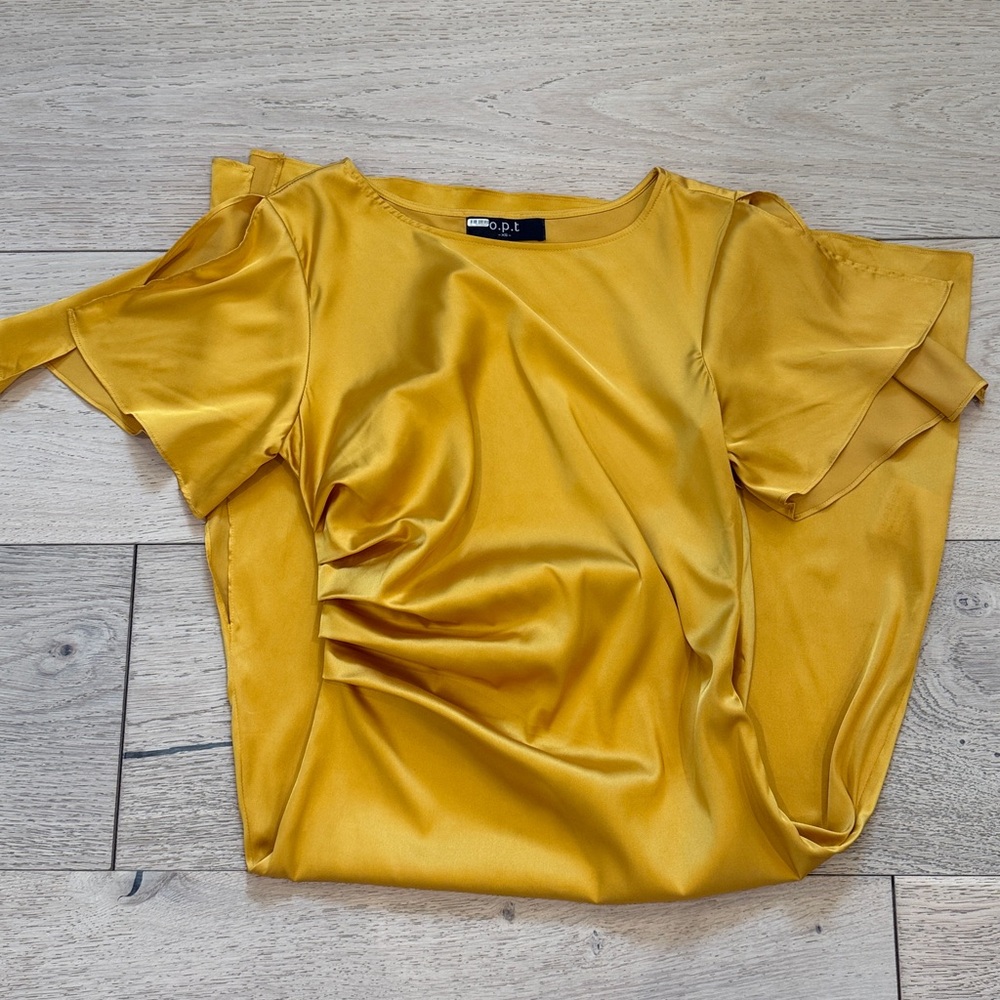 Free People One Pretty Time o.p.t. Satin Dress in Gold Size XS